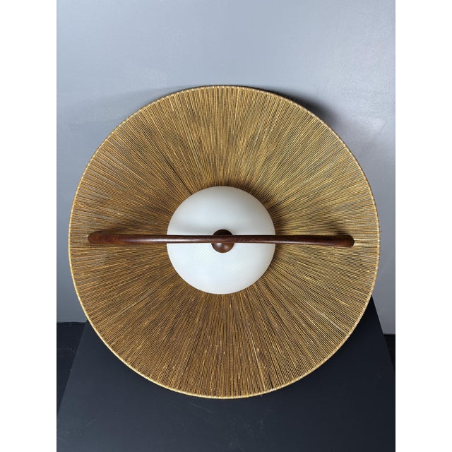 Large Mid-Century Teak and Sisal Cord Pendant from Temde Leuchten, 1960s For Sale - Image 12 of 14