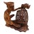 Mid-Century Balinese Teak Cockfighter With Double-Rooster Openwork Cage Sculpture For Sale