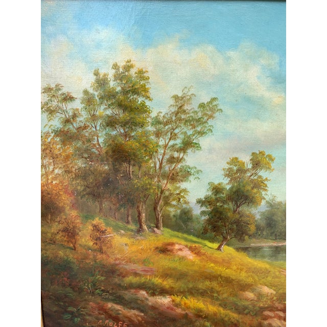 Mid-19th Century English Country Landscape Oil in Ornate Giltwood Frame For Sale - Image 13 of 15