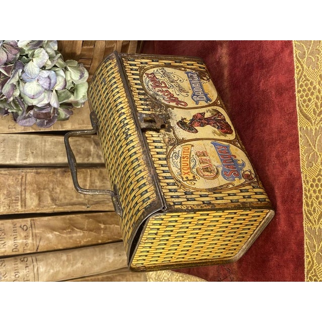 Antique Art Nouveau Tin Box with Sangay Coffee Advertising For Sale - Image 5 of 11