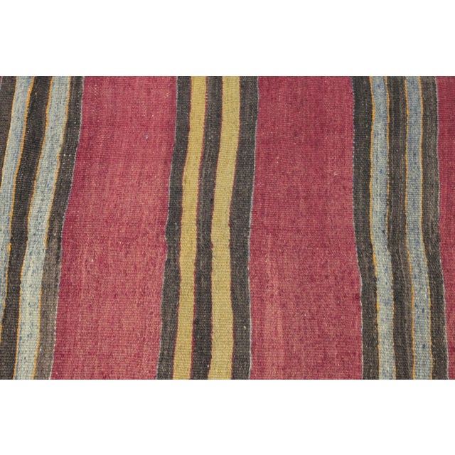 1960s Traditional Ethnic Natural Wool Red Striped Kilim Runner Rug For Sale - Image 11 of 13