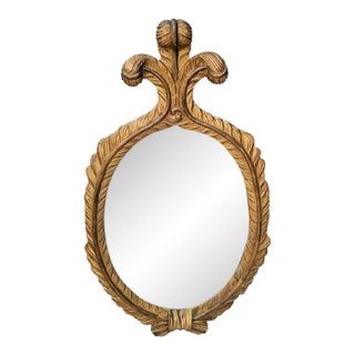 Vintage John Richard Limited Edition Gold Gilt Plume Oval Wall Mirror For Sale