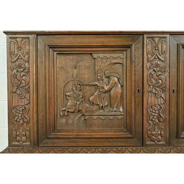 Antique Danish Renaissance Revival Carved Oak Bar Cabinet, Circa 1890s For Sale - Image 11 of 16