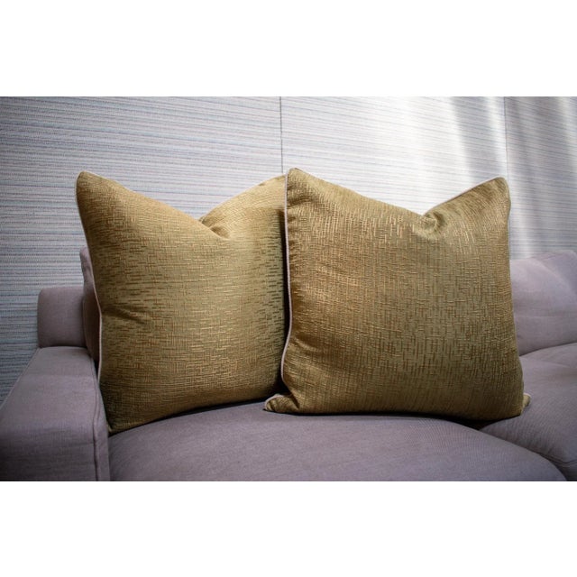Contemporary Modern Transitional Gold Textured Pillows, For Sale - Image 3 of 5