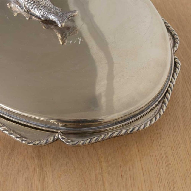 1940s Alpaca Silver Fish Serving Tray With Lid, Spain For Sale - Image 10 of 16