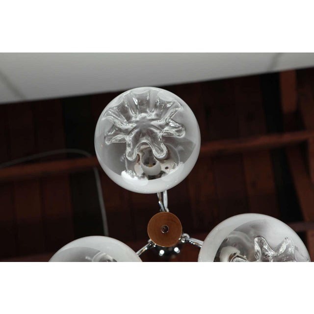 Chrome 1970's Wood, Chrome & Glass Italian Fixture - 2 For Sale - Image 8 of 10