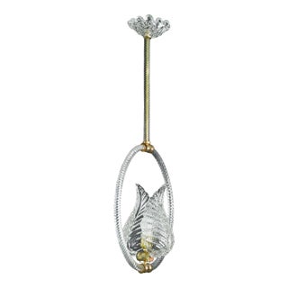 1940s Charming Transparent Art Decò Barovier E Toso Pendant Light Murano Glass For Sale