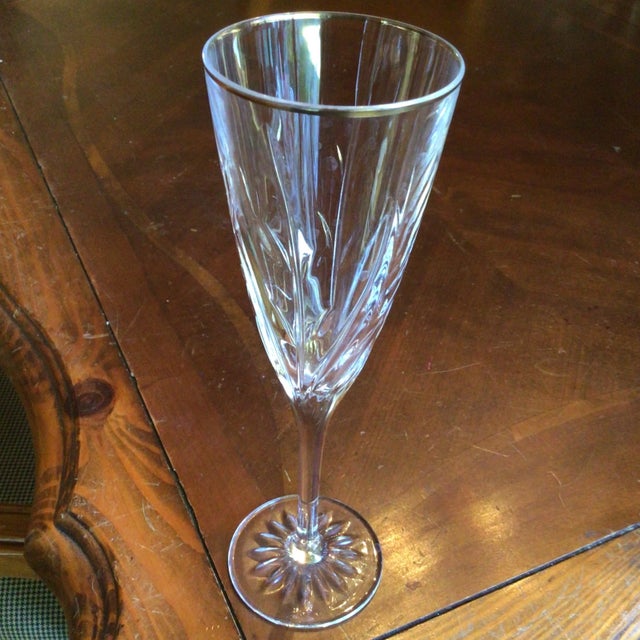 Vintage Mikasa Crystal Champagne Glasses Dune Grass Pattern Made in Germany Circa 1983 - Set of 4 For Sale In Sacramento - Image 6 of 13