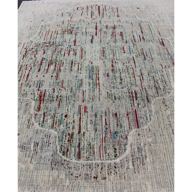 Textile Modern Hand Knotted Afghan Rug With Abstract Pattern For Sale - Image 7 of 12