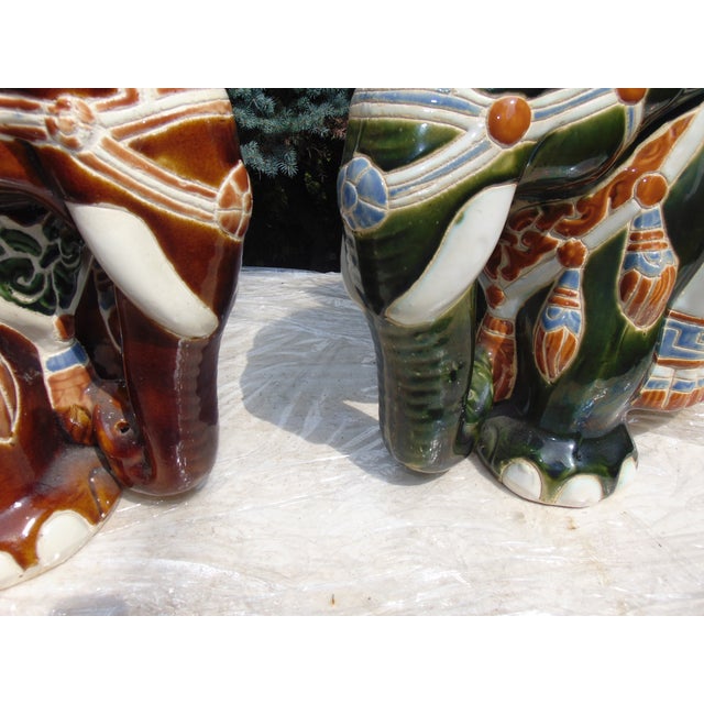 Vintage Ceramic Elephant Flower Beds, Set of 2 For Sale - Image 6 of 11