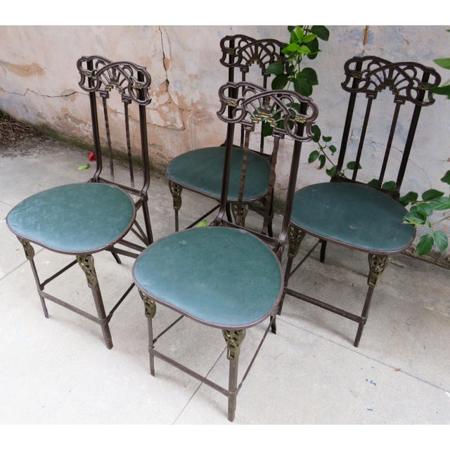 Art Nouveau Folding Table & Chairs, 5 Pieces For Sale - Image 4 of 12