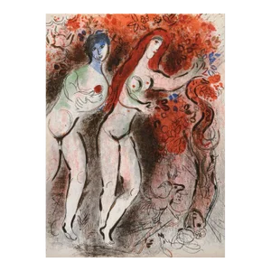 Chagall Lithograph Adam, Eve & the Forbidden Fruit Bible 1960