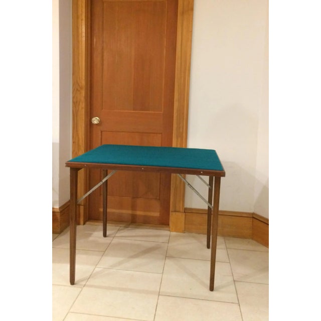 Vintage Mid-Century Modern Wood Lightweight Foldable Poker/Game Table For Sale - Image 4 of 13