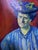 2010s Oil Painting Woman in Blue Victor Konotopsky For Sale - Image 5 of 9