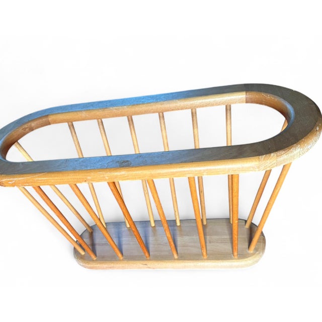 Vintage Arthur Umanoff Style Wooden Magazine Rack For Sale In Miami - Image 6 of 10