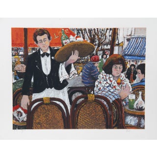 David Azuz, Cafe La Rontonde Montparnasse, Lithograph For Sale