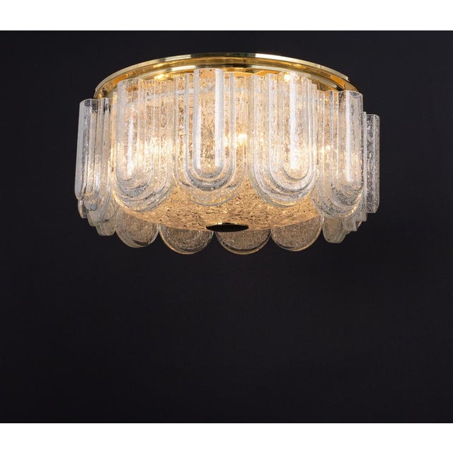 Large Brass Flushmount with Murano Glass Tubes attributed to Doria, Germany, 1960s For Sale - Image 13 of 14
