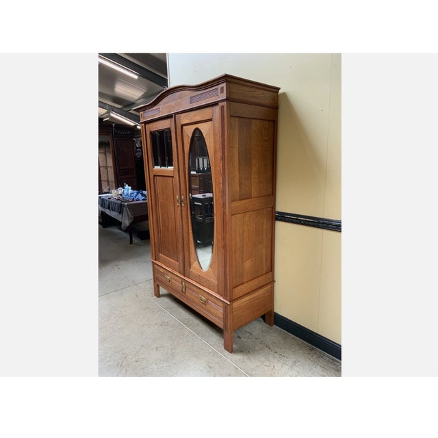 Brown Antique Art Nouveau Wardrobe or Linen Cupboard, 1910 For Sale - Image 8 of 12