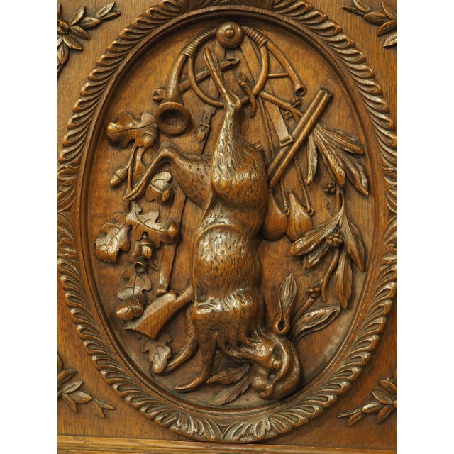 French Pair of French Antique Black Forest Panels in Carved Oak, Late 19th Century For Sale - Image 3 of 18