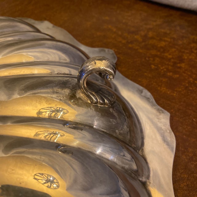 Vintage Poole Silver Co Old English Large Footed Shell Dish Griffin Crest For Sale In Detroit - Image 6 of 11