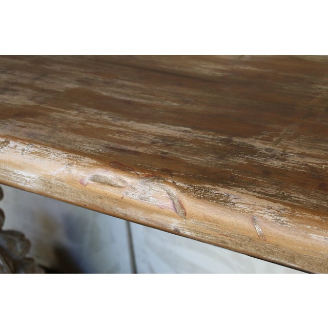Vintage Carved Wood Console Table — Solid Wood Pedestal Base, Circa 1940s For Sale - Image 17 of 18