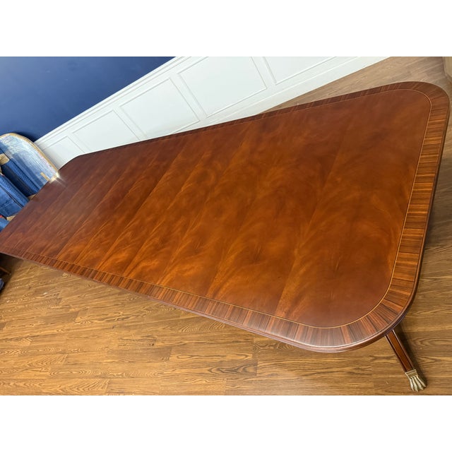 Traditional Banded Georgian Style Mahogany Dining Table by Leighton Hall - Showroom Sample For Sale - Image 9 of 14