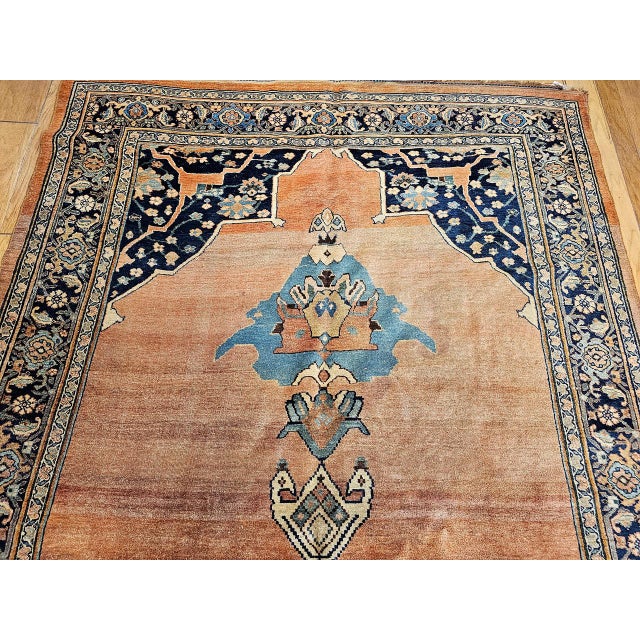 19th Century Persian Bidjar Gallery Rug, Hand-Knotted Wool, Geometric Pattern, Brick-Red & Navy,7x15 For Sale - Image 9 of 16