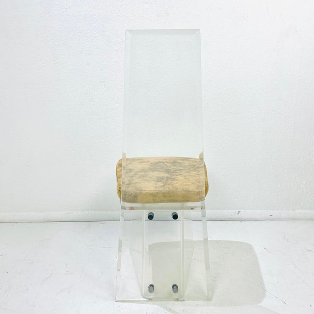 Light Yellow 1980s Set of 4 High Back Lucite Dining Chairs For Sale - Image 8 of 17