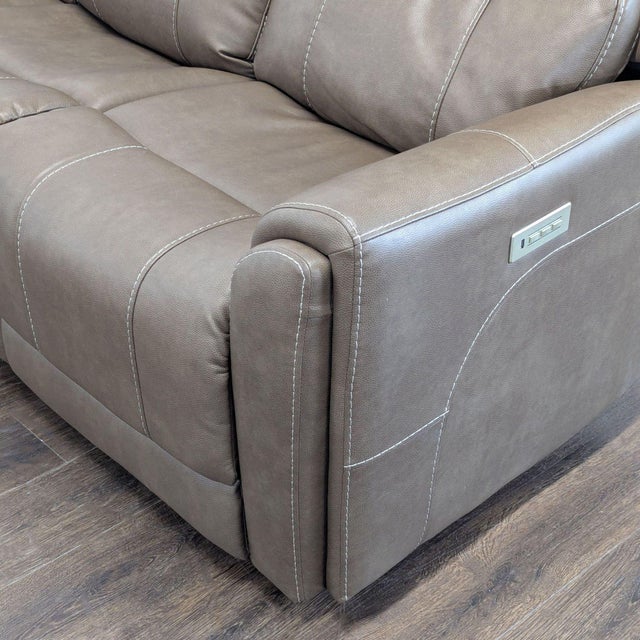 Flexsteel Carter 3-Seat Power Reclining Sofa - Brown Leather, Modern Comfort For Sale - Image 10 of 10