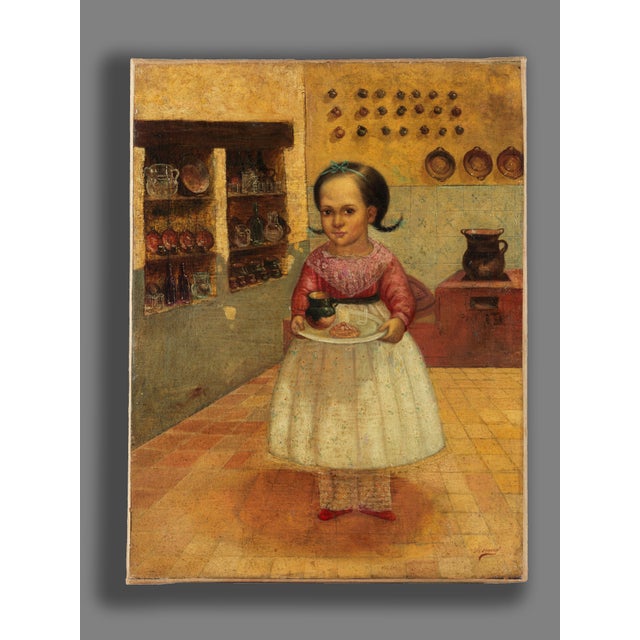 Horacio Renteria Rocha Rocha Durango, The Girl in the Kitchen, 1920s-1940s, Oil on Canvas For Sale - Image 4 of 6