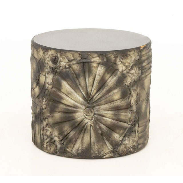 Adrian Pearsall "Goop" Circular Bronzed and Ebonized Wood Side Table. 16" H x 17.75" Diameter. Provenance: An Upper West...