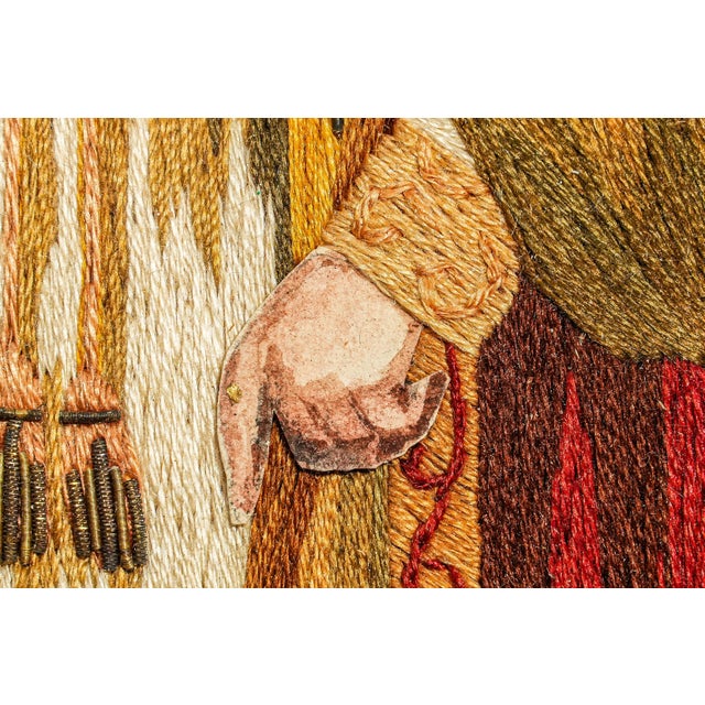 Rare Hand Made Antique Religious Devotional Textile Artwork 19th Century Religious Silkwork Catholic Bishop Saint Home Wall Decor For Sale - Image 9 of 18
