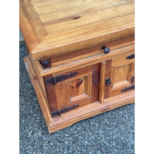 Late 20th Century Pair of Rustic Pine Nightstands With Wrought Iron Hardware For Sale - Image 5 of 10