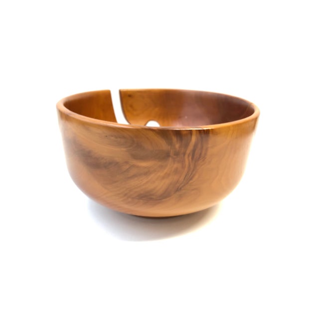 Hand Turned Hardwood Yew Yarn Bowl For Sale - Image 4 of 8