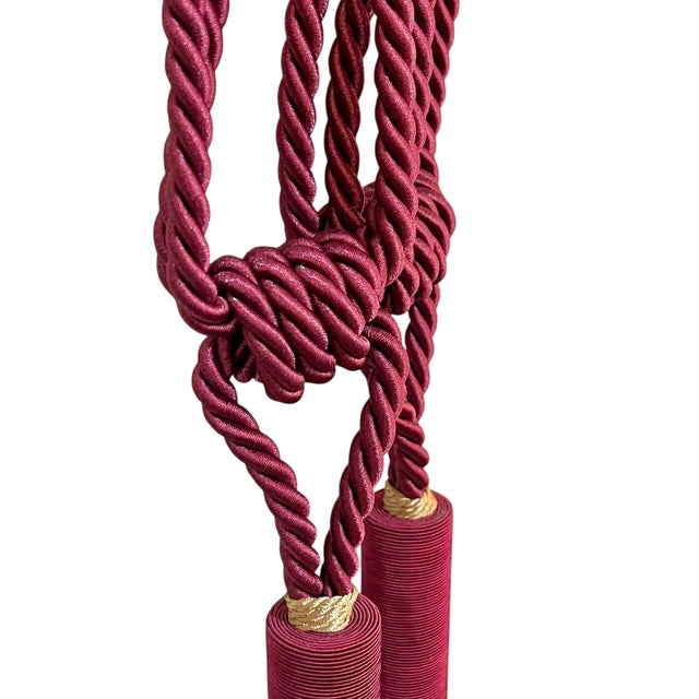 Late 20th Century Par Vintage French Passementerie Tassel Drapery Tiebacks Burgundy and Gold For Sale - Image 5 of 7