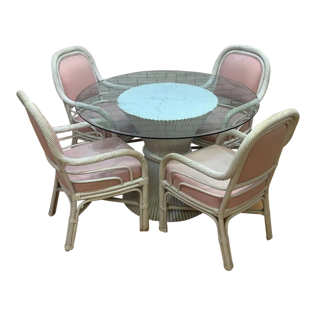 Mid Century Modern McGuire Cane Indoor/Outdoor 6 Piece Dining Set