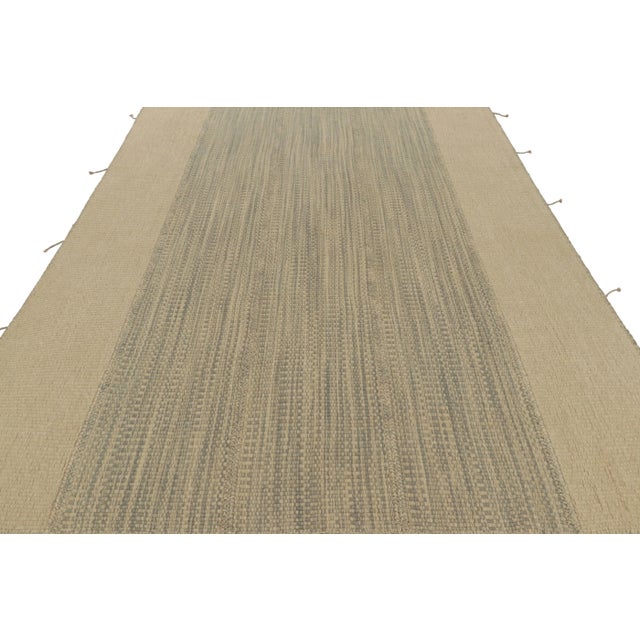 2010s Rug & Kilim’s Contemporary Kilim in Beige and Ice Blue Striae For Sale - Image 5 of 8