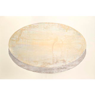 Rebecca Koury "Reflection of the Moon" Gold Pearl Moon Contemporary Abstract, Acrylic and Mixed Media on Canvas, Carmel California Art, 2026 For Sale