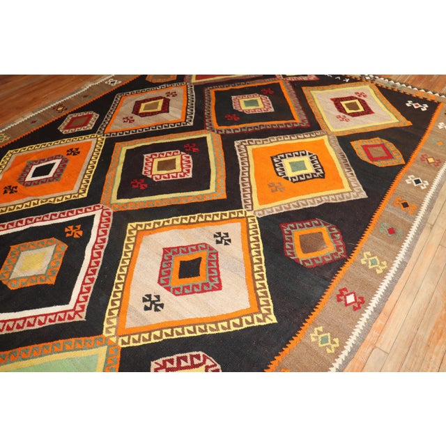 Textile Mid 20th Century Vintage Colorful Large Scale Geometric Kilim, 8'2'' X 12'7'' For Sale - Image 7 of 10