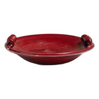 1950s Belgium Rose Ceramic Serving Bowl For Sale
