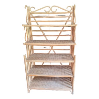 1970s Bamboo, Rattan, and Cane Étagère/ Freestanding Shelf For Sale
