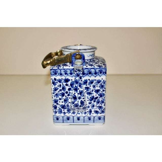 Vintage Blue & White Tea Pot For Sale - Image 4 of 10