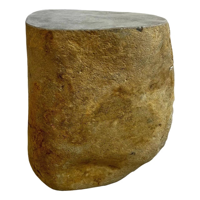 Vintage Stone Boulder Outdoor Stool Side Table For Sale