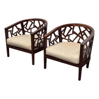 Crate & Barrel Ankara Lounge Chairs, Pair For Sale