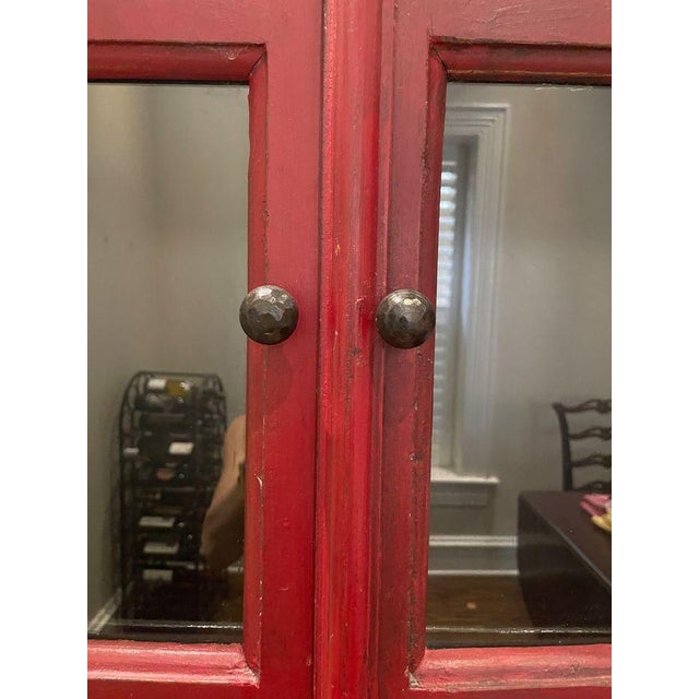Wood Crate & Barrel Rojo Red Tall Cabinet For Sale - Image 7 of 9