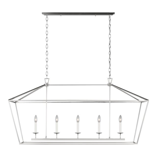 Chapman & Myers By Visual Comfort Studio Dianna 5-Light Linear Chandelier in Brushed Nickel For Sale