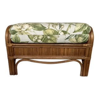 Rattan / Bamboo Indoor Ottoman With Cushion For Sale