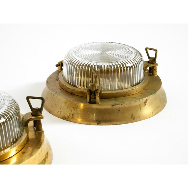 Large Maritime Ship Wall Lamps in Brass and Glass, 1950s, Set of 2 For Sale - Image 10 of 18