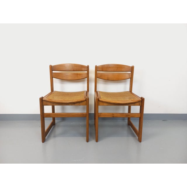 Vintage Sleigh Chairs in Beech and Cane, 1970s, Set of 2 For Sale - Image 18 of 18