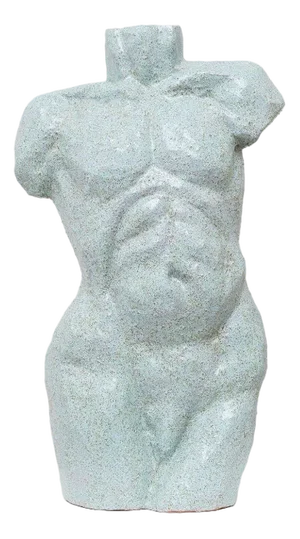 Mid-Century Torso Statue Studio Ceramic in Light Blue Sound Figure